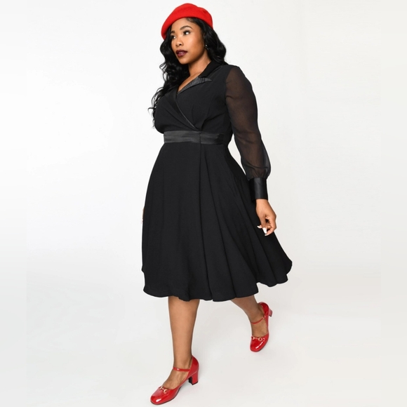 NWT Vintage Style Black Polly Swing Dress sz XL - Picture 3 of 5